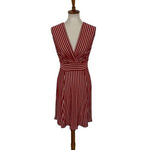 Jonathan Martin Dress Small Red Striped Sleeveless Cocktail Retro
